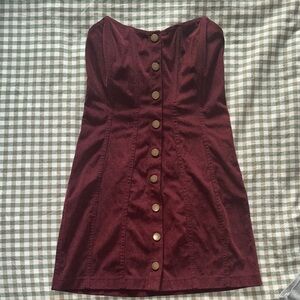Urban Outfitters Burgundy Strapless Dress